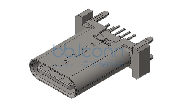 TYPE-C 16P 母座 直立式 四脚插 端子DIP H=12.40 编带