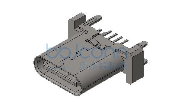 TYPE-C 16P 母座 直立式 四脚插 端子DIP H=10.0 编带