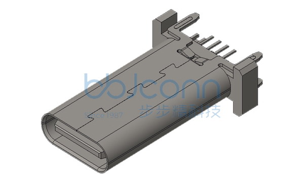 TYPE-C 16P 母座 直立式 四脚插 端子DIP H=18.50 吸塑盒装