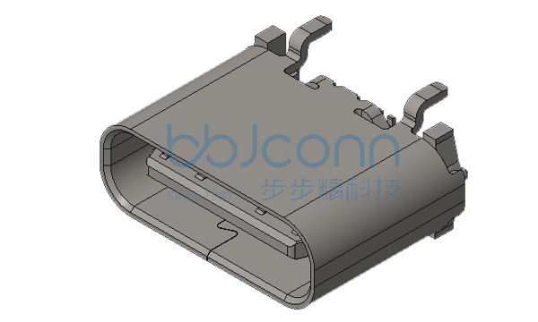TYPE-C 16P 母座 直立式 四脚插 端子SMT 带柱 无弹 H=6.50 小脚（脚长0.95）编带
