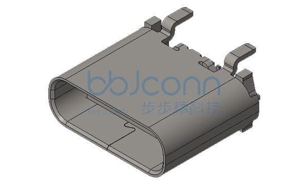 TYPE-C 16P 母座 直立式 四脚插 端子SMT 无弹 带柱 H=7.40 大脚（脚长1.35）编带