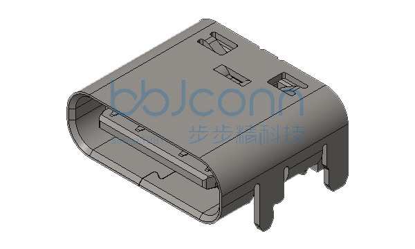 TYPE-C 16PIN 母座 L=7.35 CH=1.67 板上一体式 铜合金端子SMT (5A) 战斗版