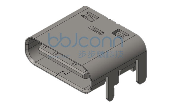 TYPE-C 16P 母座 板上一体式 L=7.35 CH=1.68 外壳脚长1.55 端子SMT 镀金30u 5A