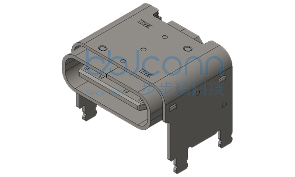 TYPE-C 16P 母座 板上四脚DIP 垫高3.0 带柱 端子SMT L=8.0 CH=4.58 无翻边 编带
