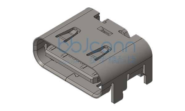 TYPE-C 16P 母座 板上四脚插 端子SMT 单铆点带弹折弯带凸 L=6.50 CH=1.67 编带