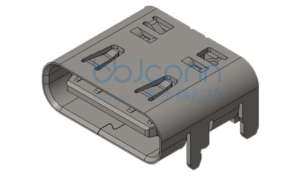 TYPE-C 16P 母座 板上四脚插 带柱 一体式 外壳带弹带凸包四铆点 L=7.35 CH=1.68 编带