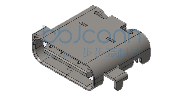TYPE-C 24P 母座 直立式 H=10.0 四脚插 带柱 端子SMT（JAE） 不带LOGO 端子镀金15u