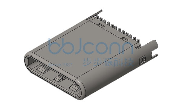 TYPE-C 24P 公头 直立式 两脚插 H=8.65 端子SMT 带EMC (H0019-24-L01-A)