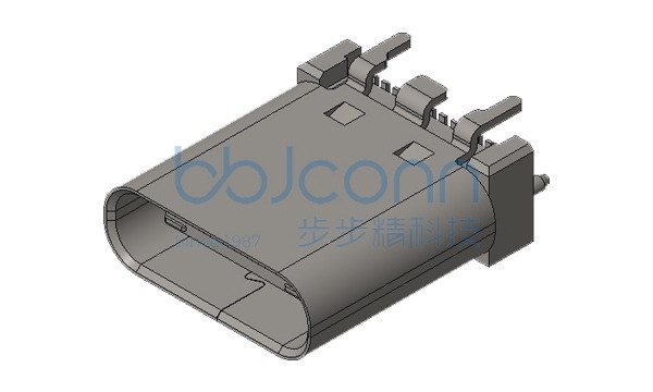 TYPE-C 24P 母座 直立式 H=10.0 四脚插 带柱 端子SMT