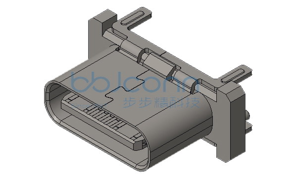 TYPE-C 16PIN 母座 直立式 四脚插 带柱 端子SMT H=6.50 LCP橙胶