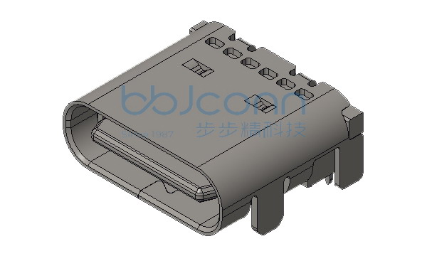 TYPE-C 24P 母座 L=7.90 CH=1.63 板上四脚插 带柱  端子双排SMT 电镀5u 莫仕款