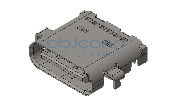 TYPE-C 24P 母座 四脚插 沉板1.6 端子双排SMT L=7.90 LCP黑 镀金3U 编带