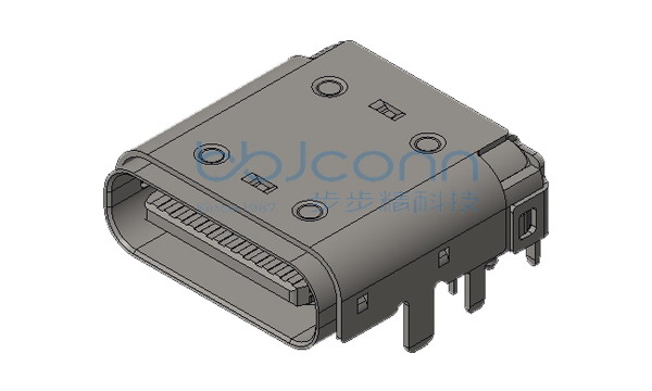 TYPE-C 24P 母座 板上六脚插 带柱 L=9.34 CH1.73 SMT 双壳 带后盖