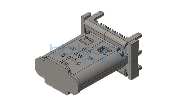 TYPE-C 24P 母座 直立式 H=12.0 四脚插 端子SMT 带柱 LCP黑胶 编带