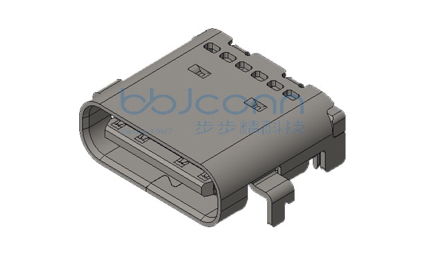 TYPE-C 24P 母座 L=7.90 CH=0.80 沉板0.8 端子镀金3u 双排SMT 带EMI 外壳镀黑镍
