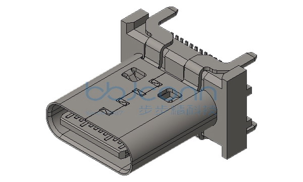 TYPE-C 24P 母座 直立式 双排SMT 四脚插 H=11.30 LCP黑胶 加盖编带