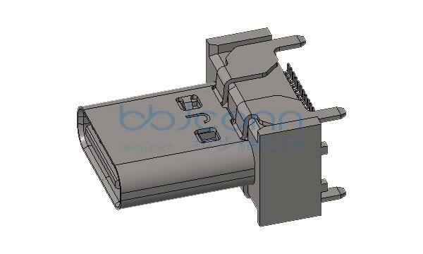 TYPE-C 24P 母座 直立式 四脚插 端子SMT 无柱 H=13.3 编带