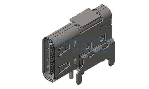 TYPE-C 24P 母座 侧插 四脚插 端子SMT 带柱 外壳脚长1.7 L=13.95 CH=5.06 编带