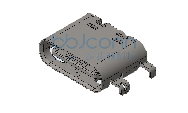 TYPE-C 16P 母座  四脚插板 SMT 端子C2680 镀金G-F L=6.50 沉板0.80 不锈钢外壳304 PA46编带
