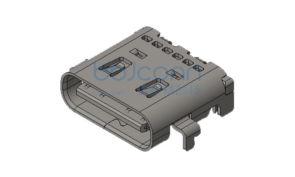 TYPE-C 24P 母座 L=7.90 板上四脚插 304外壳带弹 端子双排SMT 无EMI片