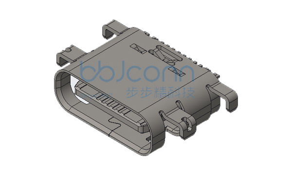 TYPE-C 16P 母座 90度 沉板2.40 四脚插 端子SMT L=6.50 外壳带弹 带中夹片 编带