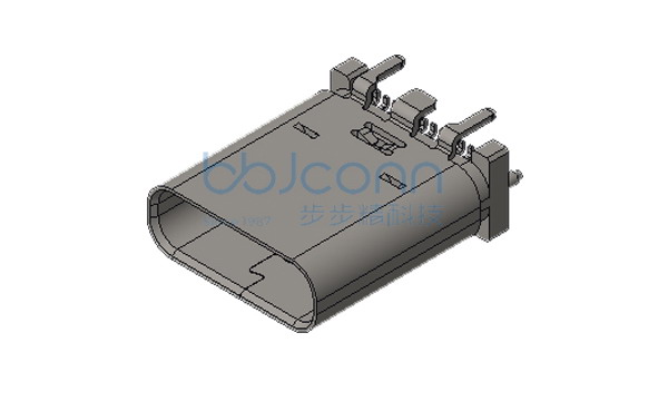 TYPE-C 24P 母座 直立式 四脚插 带柱 端子SMT H=10.45 镀金3u 编带