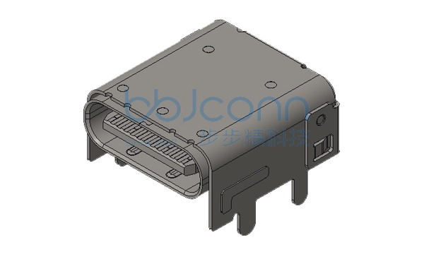 TYPE-C 24P 母座 双壳 板上型 双排SMT 四脚插 带柱 脚长1.5 L=10.10 CH=3.4 编带