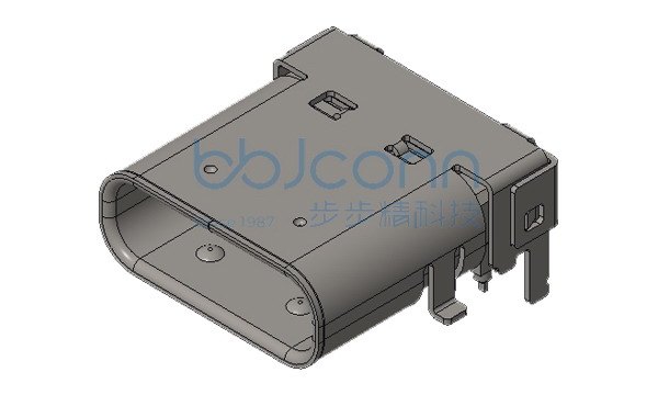 TYPE-C 24P 母座 双外壳 SMT+DIP 板上型 外壳脚贴后插 脚长1.6 带柱 L=10.0 CH=1.75 编带
