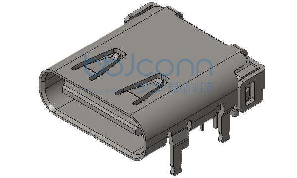 TYPE-C 24P 母座 板上四脚插 带柱 外壳有弹 端子SMT+DIP 外壳脚长1.80 端子脚长1.80 L=9.87 CH=1.73 编带