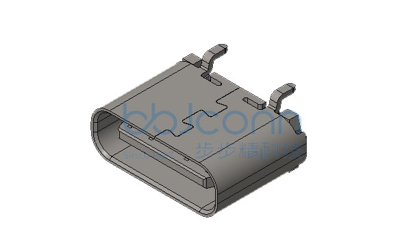 TYPE-C 24P 母座 直立式 四脚插带柱 SMT H=6.50