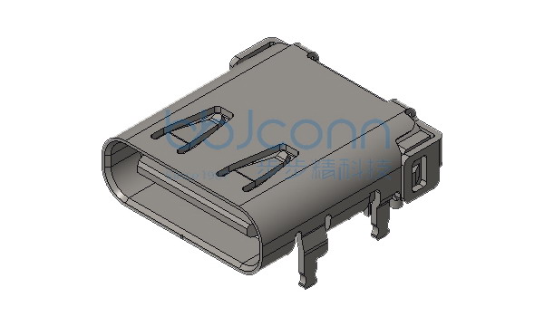 U4 40G速率 TYPE-C 24P 母座 板上四脚插 带柱7.20间距 外壳带弹 端子SMT+DIP L=9.87 CH=1.73 B款