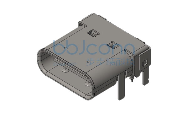 TYPE-C 24P 母座 板上四脚插 带柱 双壳 端子SMT+DIP L=9.45 CH=1.75 编带