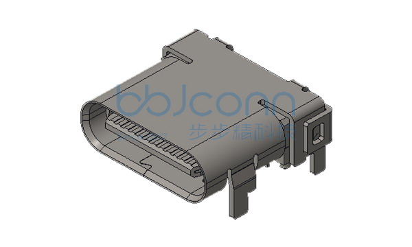 TYPE-C 24PIN 母座 L=8.65 CH=1.75 板上单壳 带柱 端子SMT+DIP 脚长1.2 镀金1u