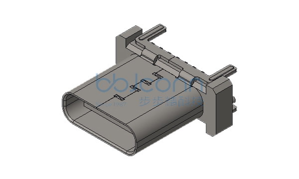 TYPE-C 16P 母座 直立式 H=10.0 四脚插 带柱 脚距8.45 端子SMT