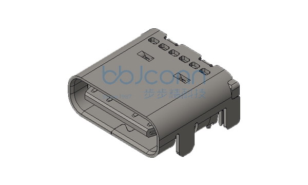TYPE-C 24P 母座 L=7.90 CH=1.68 板上四脚插 带柱 脚长0.5 端子双排SMT 镀金3u 编带