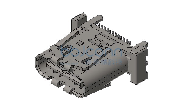 TYPE-C 24P 母座 直立式 H10.0 GEN 2 四脚插 带弹 SMT