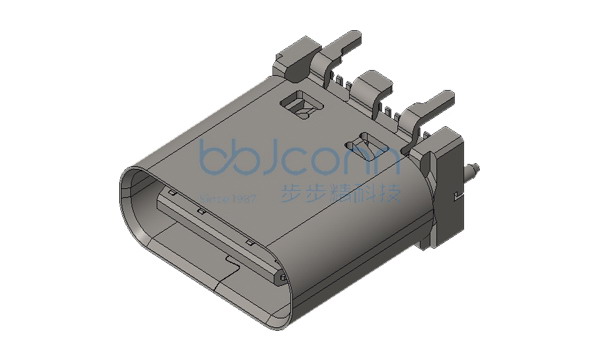TYPE-C 24P 母座 直立式 四脚插 带柱 H=9.20 脚长1.15 PA9T黑胶 端子镀金3u 端子SMT（GAP-ACF014-3R）
