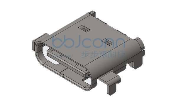 TYPE-C 24P 母座 L=9.87 CH=1.74 板上四脚插 带柱 外壳有弹 脚长1.30 端子SMT+DIP