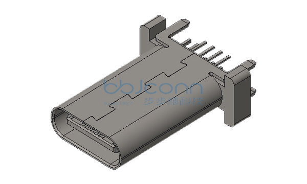 TYPE-C 16P 母座 直立式 四脚插 端子DIP 外壳带弹 H=15.0 LCP黑胶 盒装
