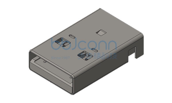 USB 3.0 公头 90度 L=18.70 沉板1.25 直脚 带柱 平口 LCP蓝胶 铁壳 端子SMT 端子镀金1u