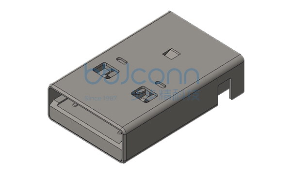 USB 3.0 公头 90度 L=18.70 沉板1.25 直脚 带柱 平口 LCP蓝胶 铁壳 端子SMT 端子镀金1u 编带