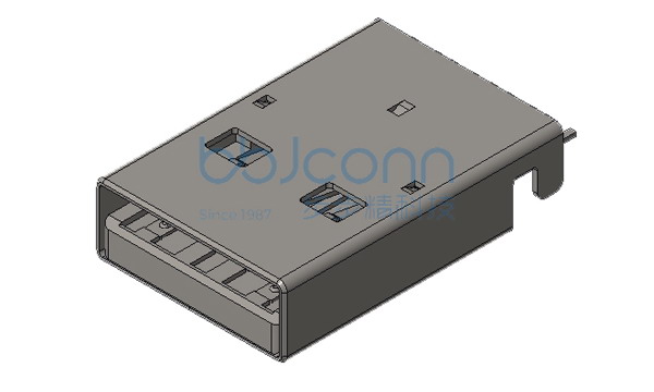 USB 3.0 公头 过10G 90度 沉板2.6 两脚插 端子SMT 平口 L=17.65 LCP蓝胶 铁壳 盒装