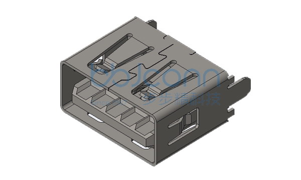 USB 3.0 AF 180度 两脚直插 端子DIP H=10.20 平口 LCP蓝胶 不锈钢外壳