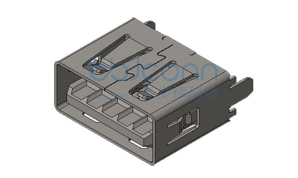USB 3.0 AF 180度 两脚直插 端子DIP H=10.20 平口 LCP黑胶 不锈钢外壳