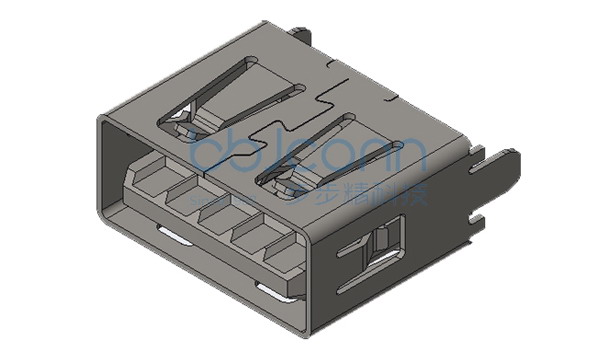 USB 3.0 AF 180度 两脚直插 端子DIP H=10.20 平口 PT 2995C蓝胶 不锈钢外壳