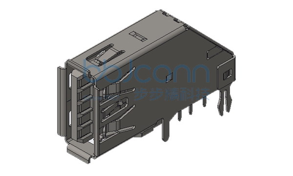 USB 3.0 AF 侧插 小鱼叉脚 端子DIP L=25.70 反向胶芯 卷边 LCP蓝胶 不锈钢外壳