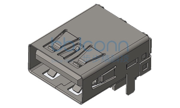 USB 3.0 AF 90度 L=16.50 后两脚插 直脚 端子DIP 平口 LCP蓝胶 铜壳