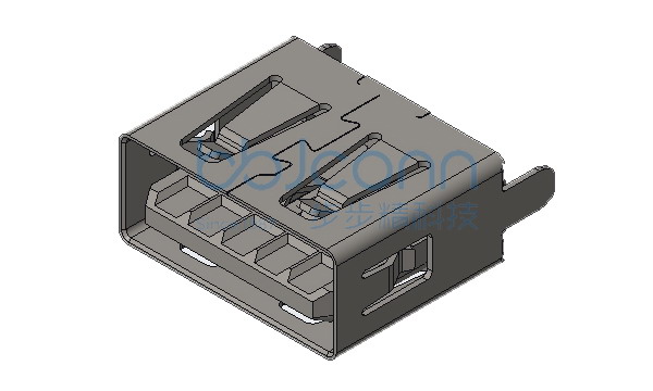 USB 3.0 AF 180度 H=10.50 直脚 端子DIP 平口 PBT蓝胶 不锈钢外壳 编带