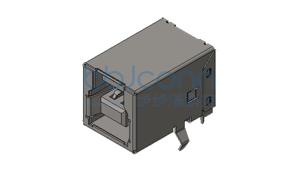 USB 3.0 B母 90度 两脚弯插 端子DIP 平口 L=18.3 铜壳 LCP蓝胶 盒装