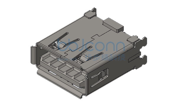 USB 3.0 AF 180度 四脚DIP 端子DIP H=14.50 卷边 不锈钢外壳 LCP蓝胶 盒装